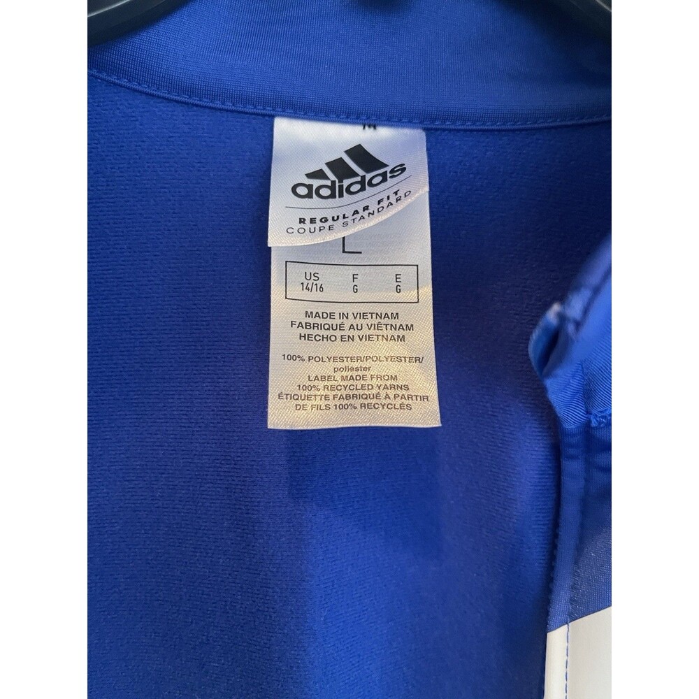 adidas Teens L Blue/White/Black Colorblock Track Jacket Full-Zip Knit